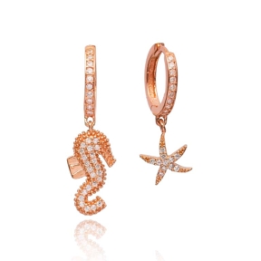 Delicate Starsea And Horsefish Earrings Turkish Wholesale 925 Sterling Silver Jewelry